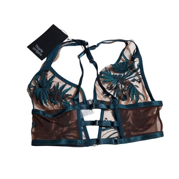 Thistle and Spire Brooklyn Haze Bralette Emerald Green Espresso Size XS - Picture 3 of 7
